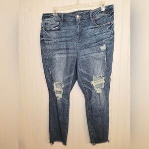 Judy Blue Distressed Cropped Skinny Blue Jeans Size 20W
